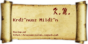 Krénusz Milán névjegykártya