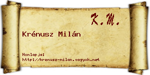 Krénusz Milán névjegykártya